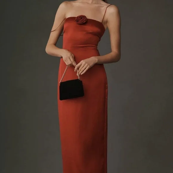 Reformation Frankie Silk Dress in Sangre Rosette Red Floral Maxi Sleeveless NWT - Picture 1 of 6